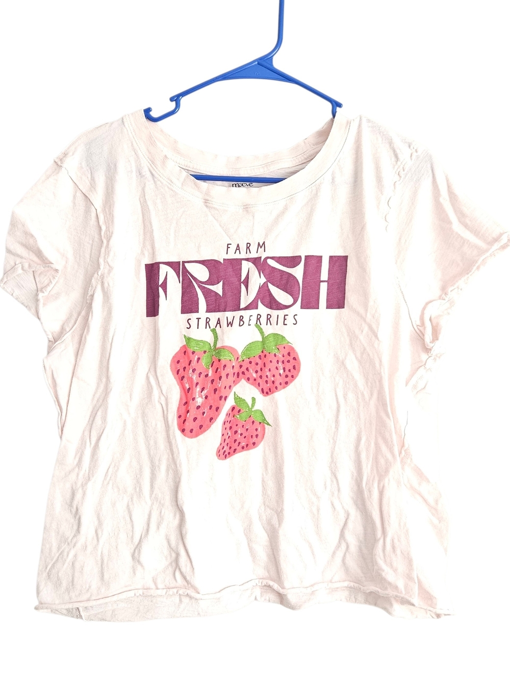 Maeve Light Pink Graphic Tee with Strawberry Print Size L